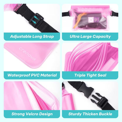 Waterproof Fanny Packs for Women, Sandproof Dry Bag for Beach, Water proof Pouch for Phone Passport Purse, Floating Waterproof Bags for Cruise Travel Water Park Boating Fishing Diving Surfing Kayaking