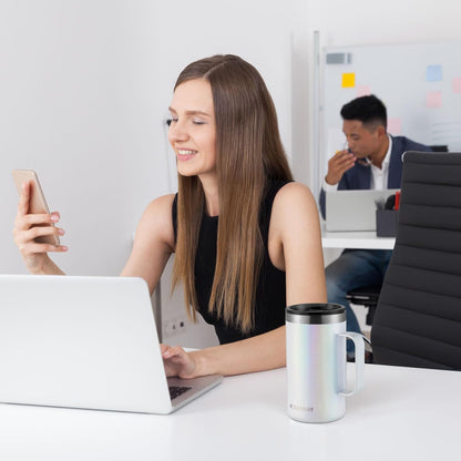 KXIAOCHEN 20oz Insulated Coffee Mug with Lid, Stainless Steel Coffee Cup, Double Wall Vacuum Coffee Tumbler with Handle, Premium Thermal Travel Coffee Mug (Pearl White)