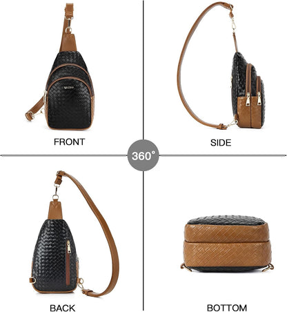 Telena Small Sling Bag for Women Leather Crossbody Fanny Packs Chest Bag for Women