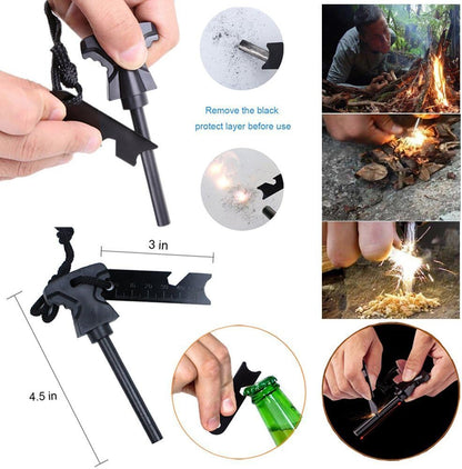 XUANLAN Emergency Survival Kit 13 in 1, Outdoor Survival Gear Tool with Survival Bracelet, Fire Starter, Whistle, Wood Cutter, Water Bottle Clip, Pen (Survival Kit 2)