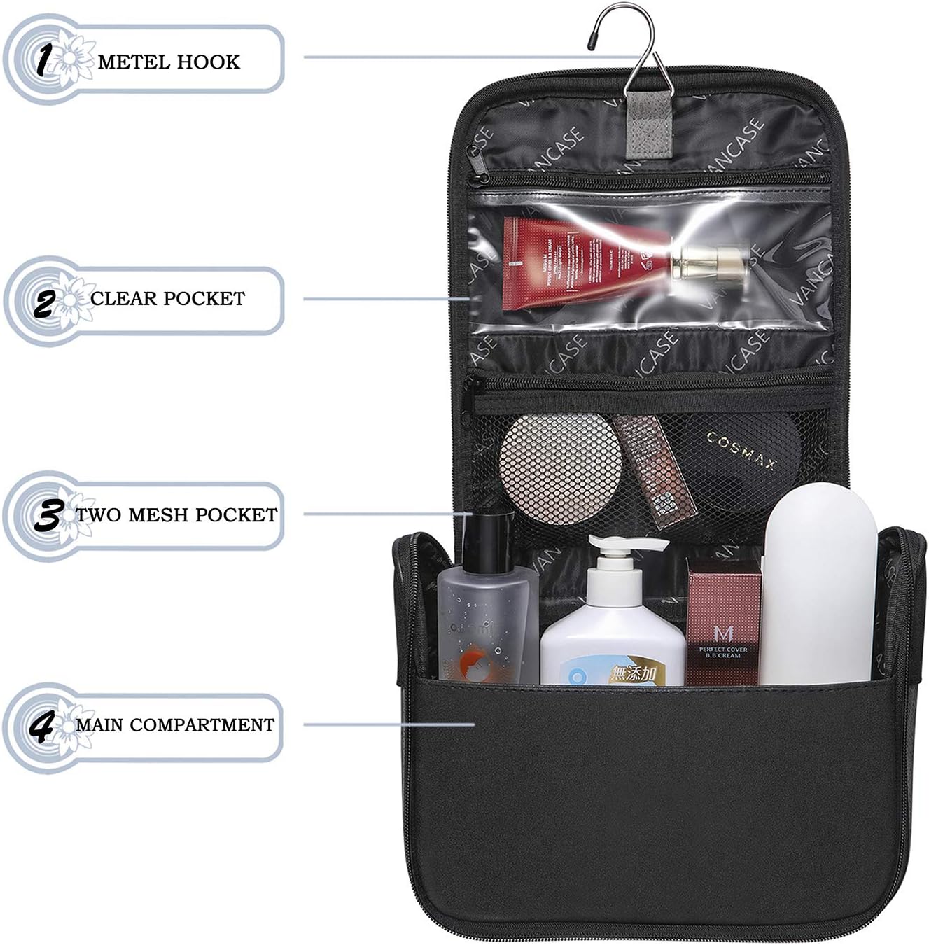 Hanging Toiletry Bag for Men VANCASE Vintage Leather Shaving Dopp Kit Medium Waterproof Travel Bathroom Bags Portable Shower Organizer