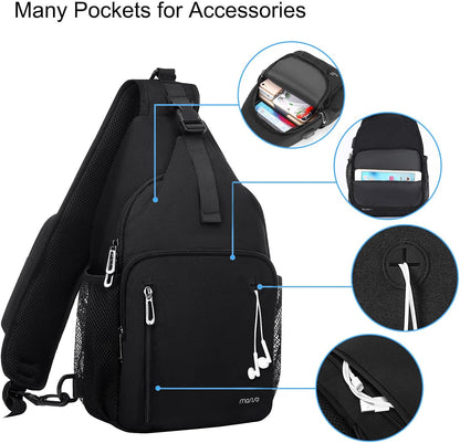 MOSISO Sling Backpack Bag, Crossbody Shoulder Bag Travel Hiking Daypack Chest Bag with Front Square Pocket&USB Charging Port