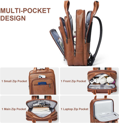 Shrrie 15.6" Laptop Backpack,Business Work Backpack Briefcase,Durable Computer Backpack for Office,Travel,College,Two-toned Brown