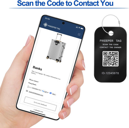 Smart Luggage Tag - Waterproof QR Code Cruise ID Labels with Location Notification When Scanned, Customizable & Durable Travel Tags for Suitcases, Backpacks, Hide Personal Info Securely