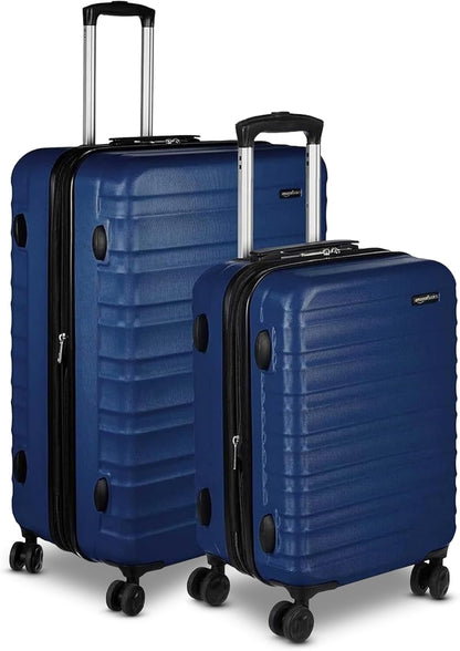 Amazon Basics 2-Piece Set (21", 30"), Hardshell Suitcases With Wheels, Expandable For Up to 25% More Space, With Scratch-Resistant Surface, Four Multi-directional Wheels, Navy Blue