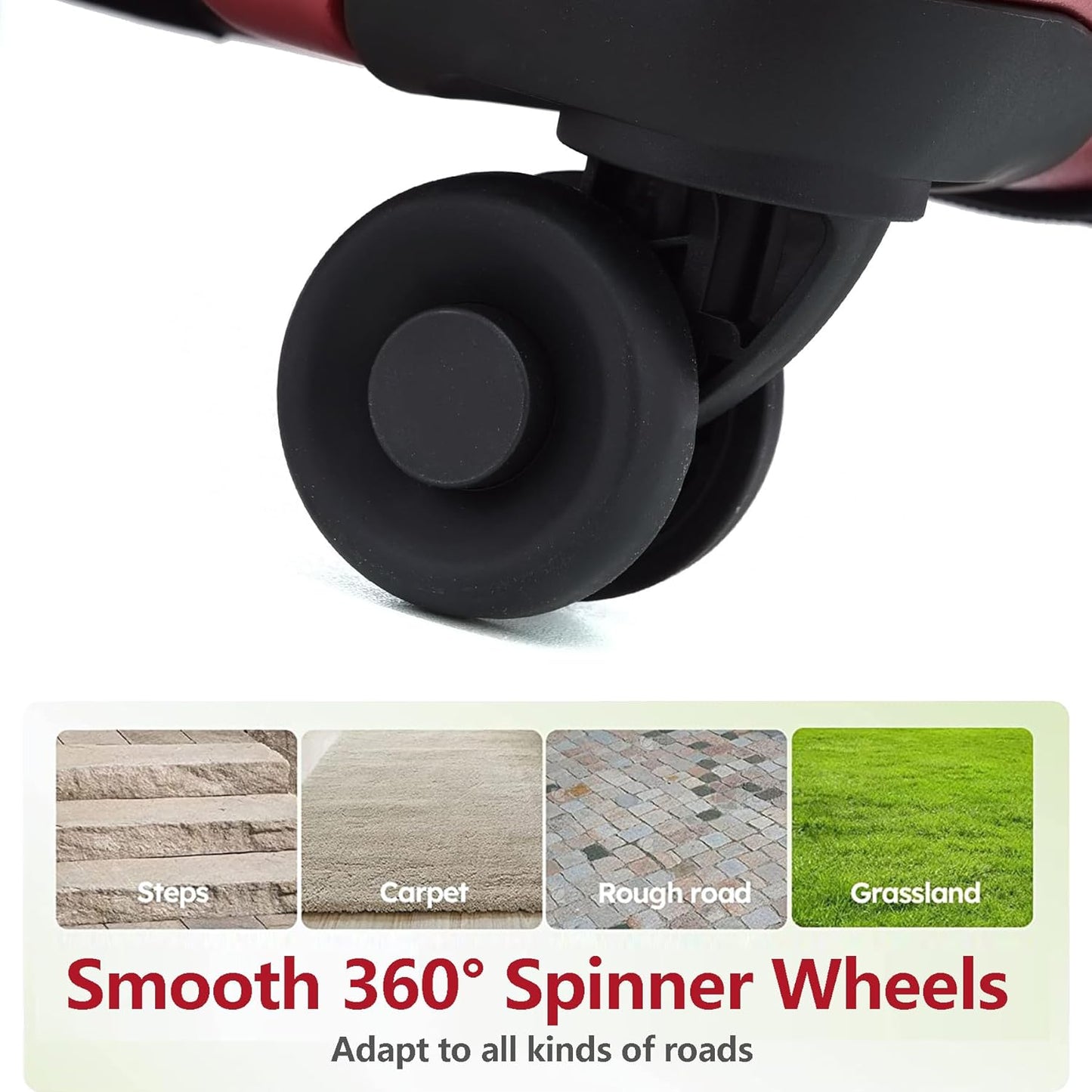 TydeCkare 2pcs 20/28" Luggage Set Lightweight HardShell, Only 20 Inch Carry On 21.65 * 15.35 * 7.87" Cabin Suitcase with Front Pocket, 28 Inch 19.68 * 11.81 * 29.92" Checked Luggage, Wine Red