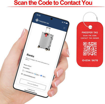 Engraved Aluminum Luggage Tag, American Flag Suitcase ID Tag with Smart QR Code for Lost & Found, Shows Scanner’s Location When Scanned, Privacy-Protected Travel Bag Tag (2 Pack)