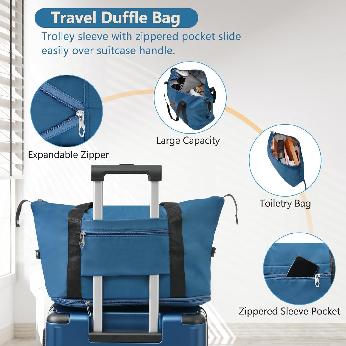 Merax Luggage Set 3 Piece Carry on Luggage, Lightweight Durable Spinner Suitcase with Corner Guards (Blue, 20inch)