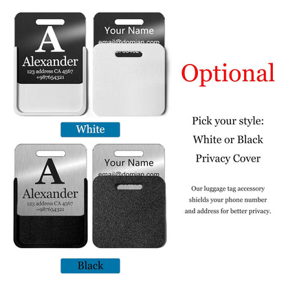 Stainless Steel Personalized Luggage Tags for Suitcases - Custom Name ID Travel Tags for Luggage, Backpacks and Bags - Metal Travel Essentials Accessories for Kids, Women and Men - Bulk Set (2 Pack)