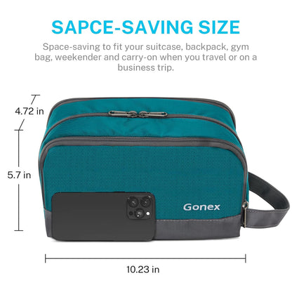 Gonex Travel Toiletry Bag Nylon, Dopp Kit Shaving Bag Toiletry Organizer Peacock Green