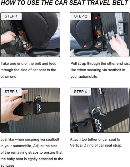 Car Seat Travel Belt to Suitcase,Car Seat Travel Strap to Convert Kid Car Seat and Carry-on Luggage into an Airport Car Seat Stroller,Safe Travel Solution for Transport
