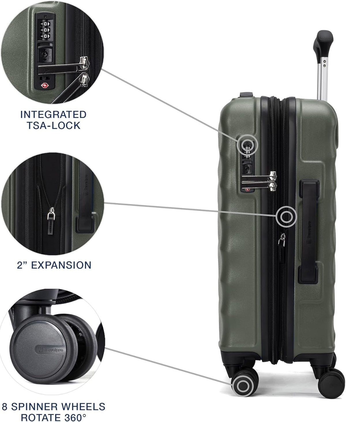 Travelpro Maxlite Air V2 Hardside Expandable Carry on Luggage, 8 Spinner Wheels, Lightweight Hard Shell Suitcase, TSA lock, Slate Green, Compact Carry On 20-Inch