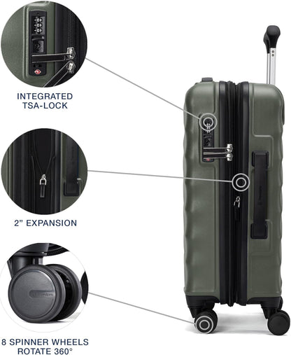 Travelpro Maxlite Air V2 Hardside Expandable Checked Luggage, 8 Spinner Wheels, Lightweight Hard Shell Suitcase, TSA lock, Slate Green, Checked Medium 25-Inch