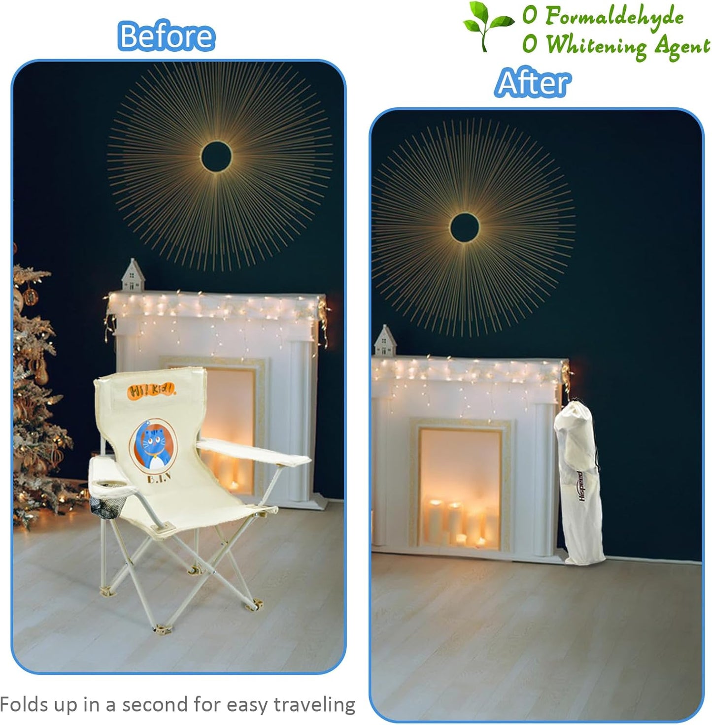 Kids Beach Folding Camping Chair - Kids Camping Chair with Outdoor Umbrella - Lightweight and Sturdy - for Beach Outdoor Camping Picnic (Blue)