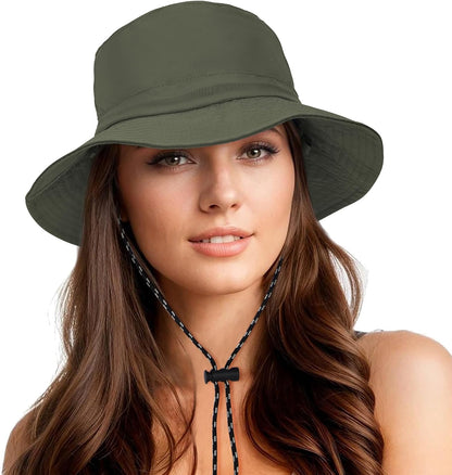 Durio Waterproof Bucket Hats for Woman UPF 50+ Sun Hat UV Protection Packable Rain Hats for Women Lightweight Hiking Hat