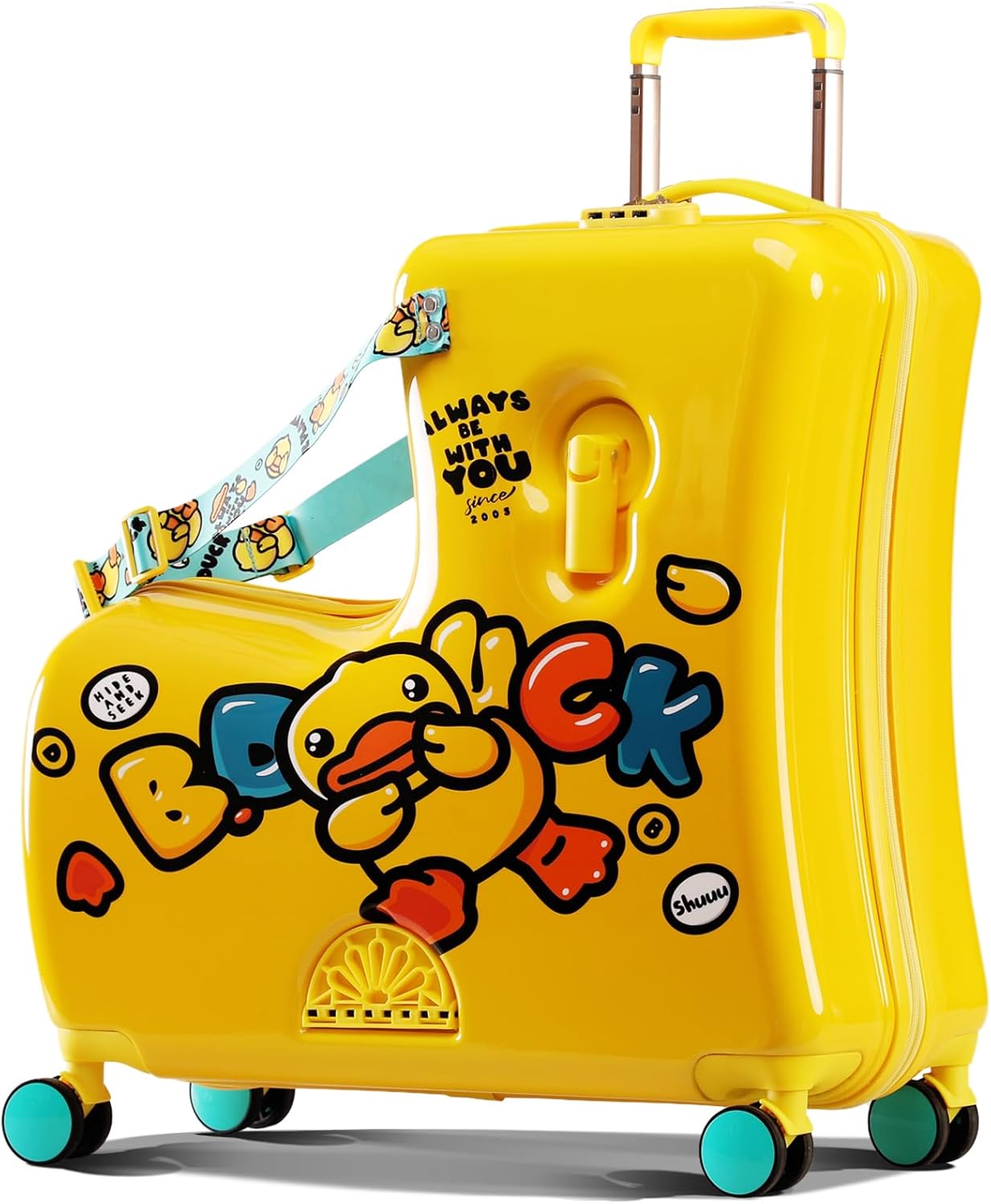 Kids' Lightweight Ride on Luggage with Spinner Wheels & Foldabe Design (Yellow Green Mint, 20"+ Aged 1-3 Toddler)