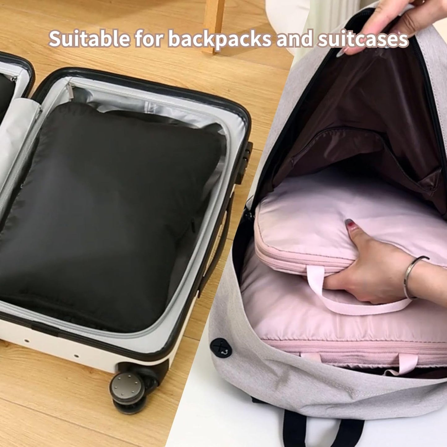 tianzong Compression Packing Cubes for Suitcases, Luggage Organizer Bags Set for Travel (Pink, 2 Pack Medium)