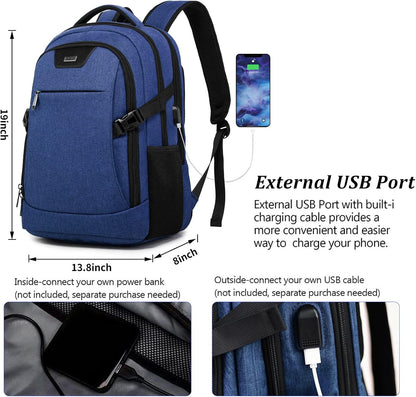 DUALSNG Travel Work Laptop Backpack With USB Charging Port Fits 15.6 15 14 13 Inch Laptop and Notebook Business Anti Theft College Computer Bag Back Pack for Women Men - Navy Blue