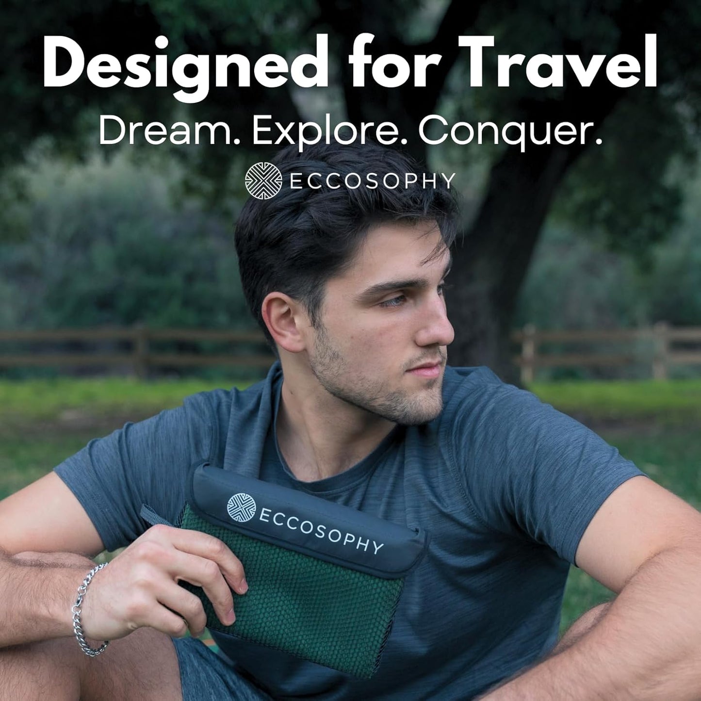 ECCOSOPHY Microfiber Beach Towel – Quick Dry Gym Towel, Highly Absorbent with Ribbed Texture, Lightweight – Ideal for Travel, Pool, Yoga, Fitness & Outdoor Adventures – 71x35 Fern