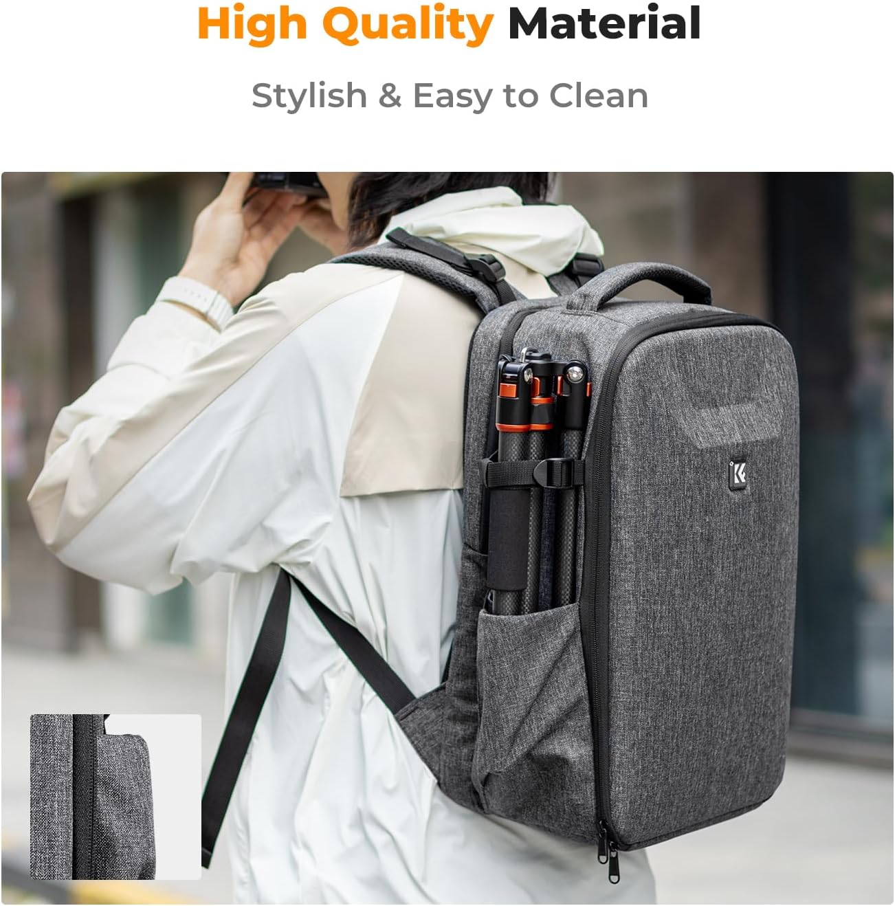 K&F Concept Camera Backpack,Hardshell Photography DSLR Camera Bag with 15-15.6 Inch Laptop Compartment Waterproof Hard Shell Camera Case Compatible with Canon/Nikon/Sony/DJI Mavic Drone