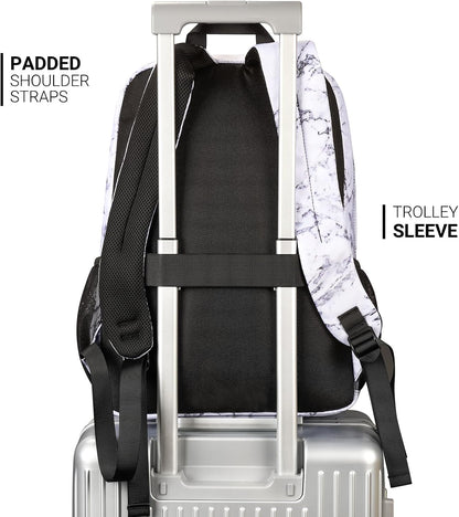 ZORFIN 26L Backpack for College, and Travel: Water Resistant Bookbag - Marble