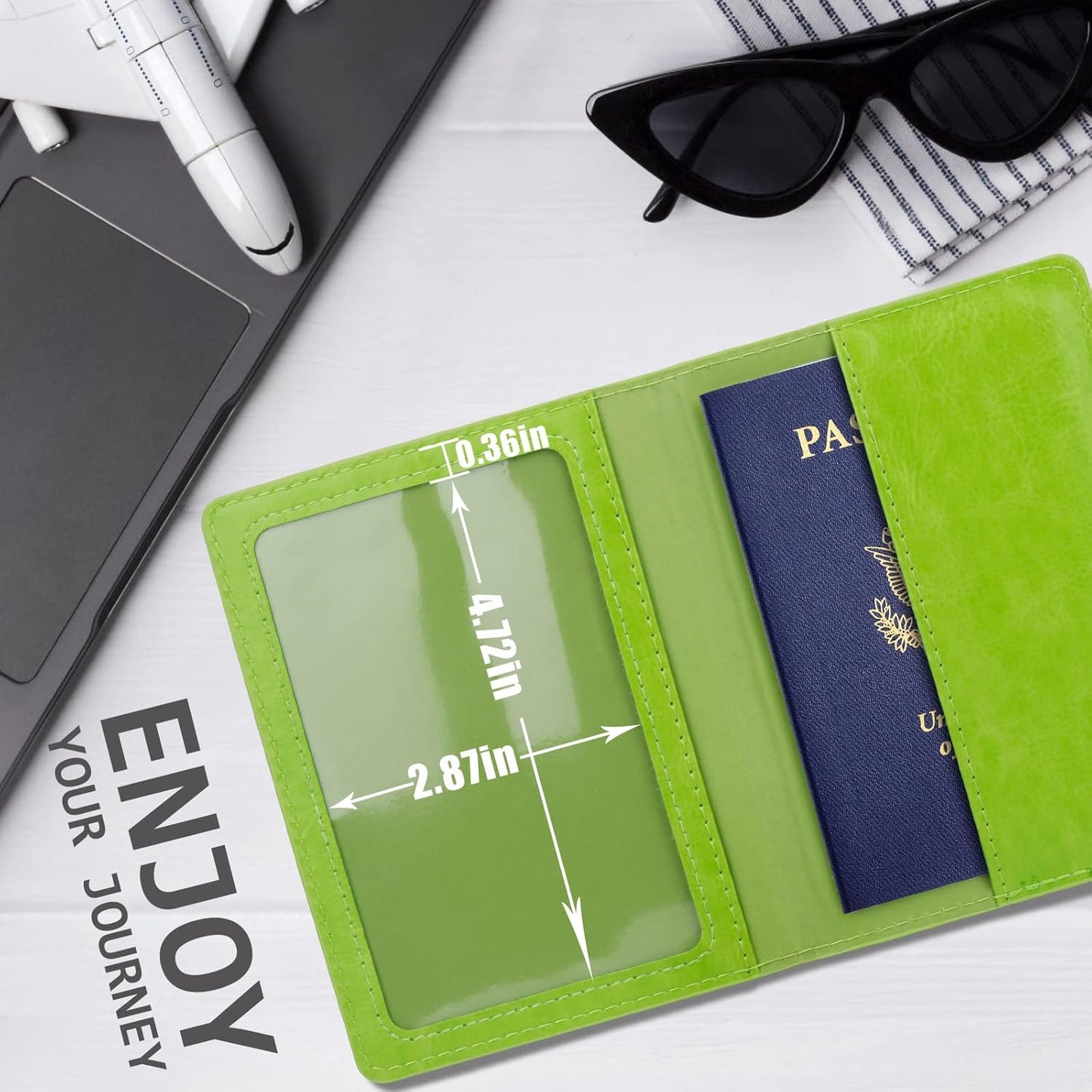 TIGARI Passport Holder for Travel Women Men, PU Leather Passport Wallet Cover Case Sleeve, Waterproof Protected Document Organizer, Family Vacation Plane Cruise Travel Essentials-Green