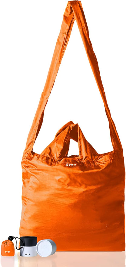 SYZY World's Most Compact Travel Tote Bag Portable Shopping Beach Market Bag - Reusable Collapsible Stuffable