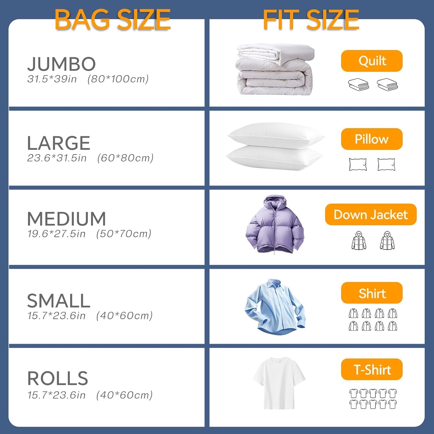 Vacuum Storage Bags for Clothing, 8 Jumbo Vacuum Seal Bags Space Saver for Clothes, Comforters, Blankets, Bedding, Vacuum Sealer Bags with Electric Pump (2025 Upgrade)