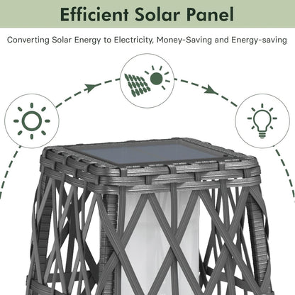Grand patio 2-Piece Solar Outdoor Floor Lamp Solar Powered Wicker Lantern Outdoor Weather-Resistant Deck Light for Garden Porch Yard-Silver Gray, Large Cindy