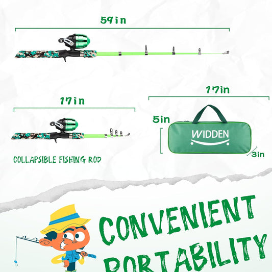 Kids Fishing Pole, Portable Telescopic Kids Fishing Poles for Boys and Girls, Fishing Rod and Reel Combo Kit with Tackle Box, and Fishing Net, Best Fishing Pole for Toddler Youth