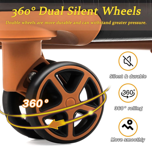 Merax Luggage Sets 3 Piece Hardshell 8 Spinner Wheels Lightweight Suitcase Corner Guards Travel Luggage (Black brown 20IN 24IN 28IN)