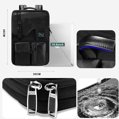 ZINZ Laptop Backpack 15 15.6 16 Inch, Expandable Computer Rucksack with Multi-Pockets Anti-Theft Travel Daypack for Men and Women,Black