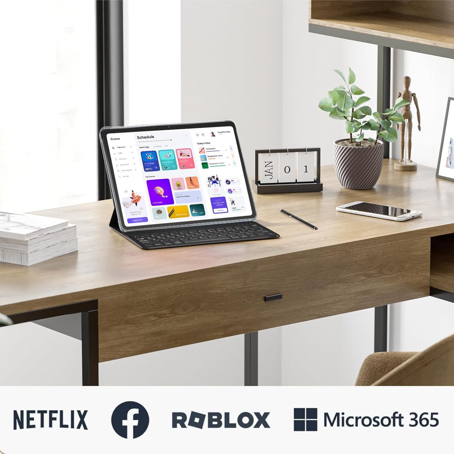 2025 Android 15 Tablet, 12GB+64GB+1TB Expand, 10 Tablet Productivity Bundle with Keyboard Case, Stylus Pen, Octa-core CPU, Dual Camera, WiFi6, 6000mAh Battery+18W Fast Charge, Support Face Unlock