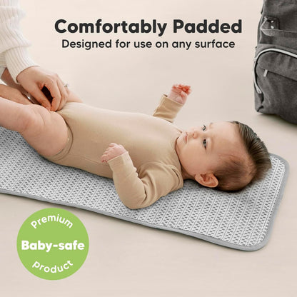 KeaBabies Portable Diaper Changing Pad, Easy Wipe Clean - Foldable Waterproof Baby Changing Mat for Diaper Bag, Compact, Lightweight, 25x13 Baby Changer Travel Essential, Machine Washable (Gray Mod)