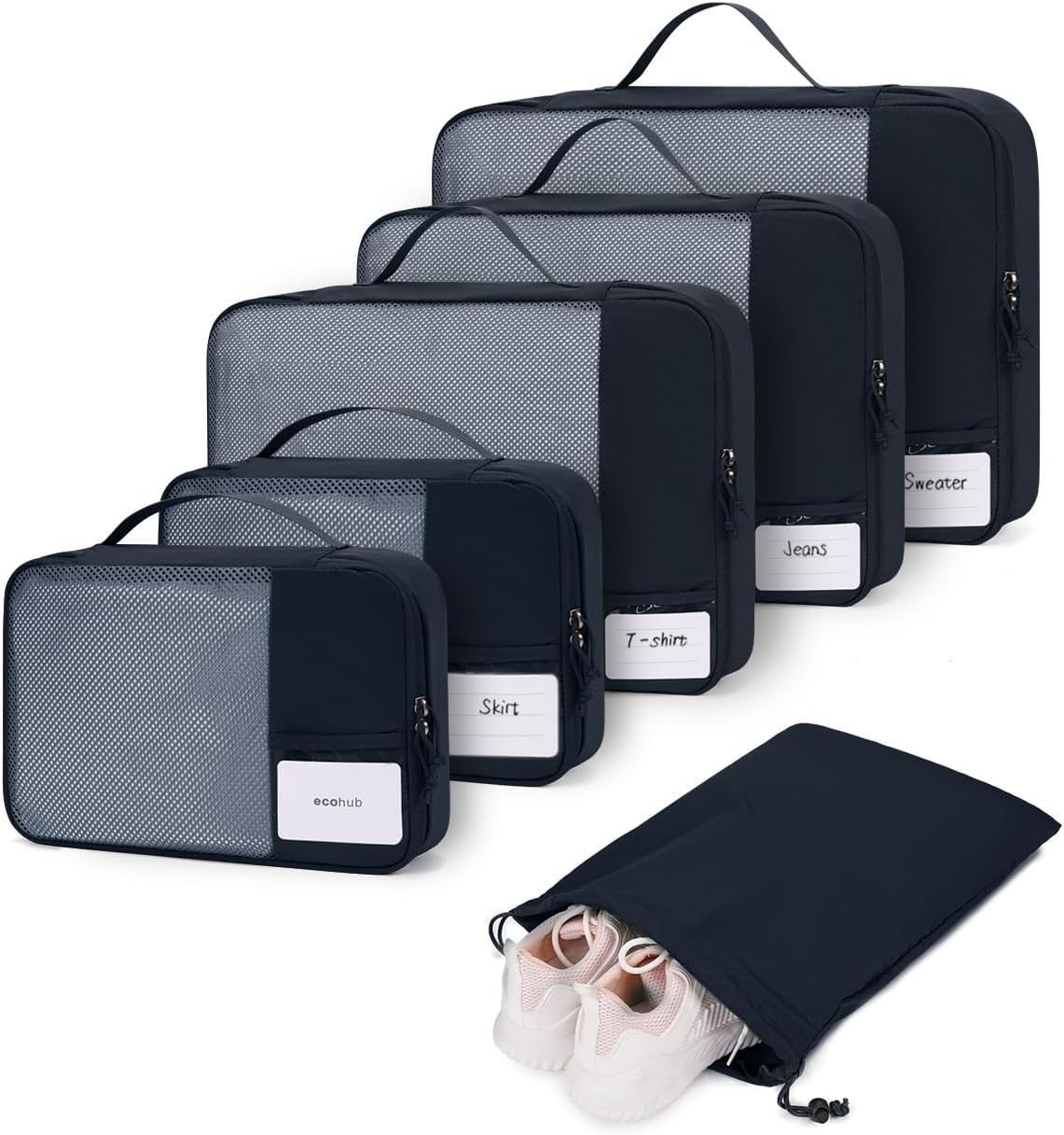 ECOHUB 4 Set /6 Set Packing Cubes for Travel Durable Suitcase Organizer Bags Set with Personalized Tag Various Sizes Travel Essentials Traveling Accessories for Luggage Machine Washable