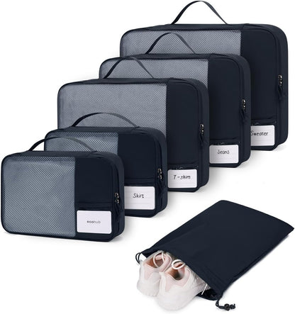 ECOHUB 4 Set /6 Set Packing Cubes for Travel Durable Suitcase Organizer Bags Set with Personalized Tag Various Sizes Travel Essentials Traveling Accessories for Luggage Machine Washable