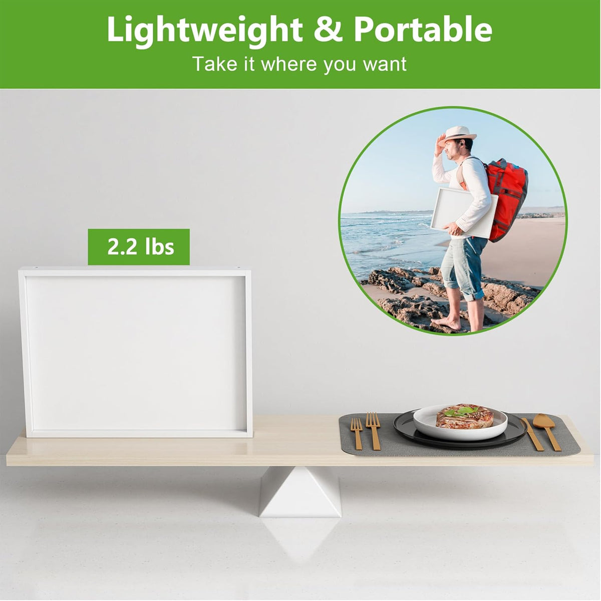 Bed Tray Table with Folding Legs,Bamboo Breakfast in Bed for TV Table,Tray,Eating,Snack Tray,Laptop Computer (White, Large)