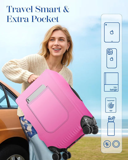 Slohif Luggage Cover for Suitcase Tsa Approved Protector - Luggage Sleeve Large Suit Case Cover Travel Stretch Baggage Case Protective Washable Fit 24-27 Inch Rose Gradient M