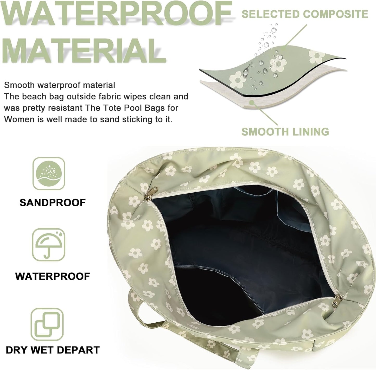 Waterproof Beach Tote Pool Bags for Women Ladies Extra Large Gym Tote Carry On Bag With Wet Compartment for Weekender Travel