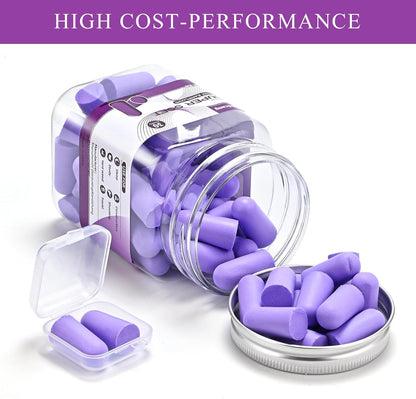 30Pair Soft Foam EarPlugs, 32dB Disposable Sound Blocking Noise Cancelling Ear Plugs for Concerts Loud Music/Shooting Guns/Work Construction, Hearing Safety Protection(Purple)