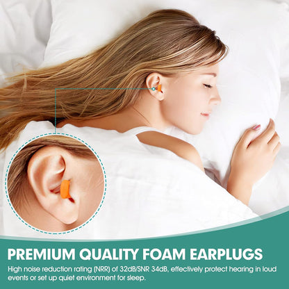 200 Pairs Earplugs for Noise Cancelling Individual Bagged Foam EarPlugs for Sleeping Work Snoring Sound Blocking Construction Loud Noise Reducing Earplugs Orange Color