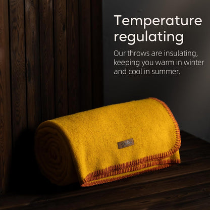 100% Wool Blanket, 48" x 62", Warm, Thick, Washable, Military Wool Blanket, Great for Camping, Outdoors, Sporting Events, Survival Kits, Yellow