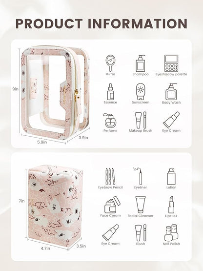 ROWNYEON Clear Makeup Case Toiletry Bag Multipurpose Travel Makeup Train Case - Image 3