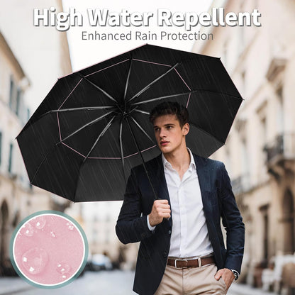 Seniny Windproof Travel Umbrella, Double Vented Canopy Large Umbrellas for Rain, Automatic Compact Umbrella for Car Backpack, Portable Pocket UV Umbrellas for Sun Protection Walking, Lightweight