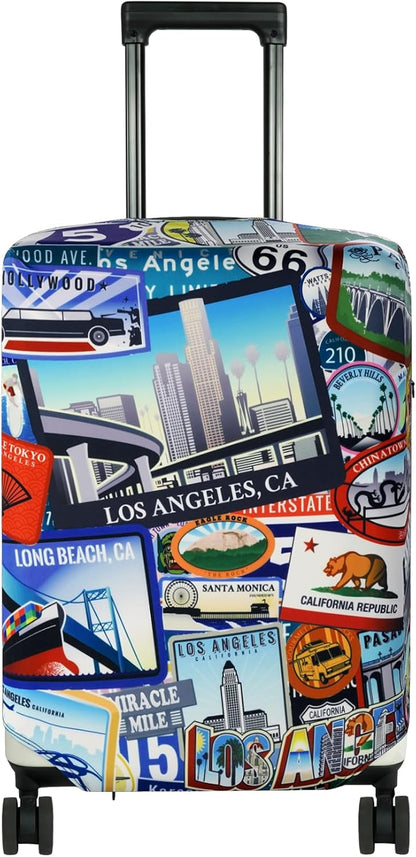 HYPER VENTURE Washable Luggage Cover - Fashion Suitcase Protector Fits 31-32 Inch Luggage (Travel Location, XL)