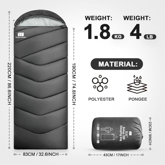 Sleeping Bags for Adults Cold Weather,Portable, Waterproof,Lightweight Camping Sleeping Bag for Tall Girls Boys with Compression Sack for Warm Camping, Hiking, Outdoor & Indoor