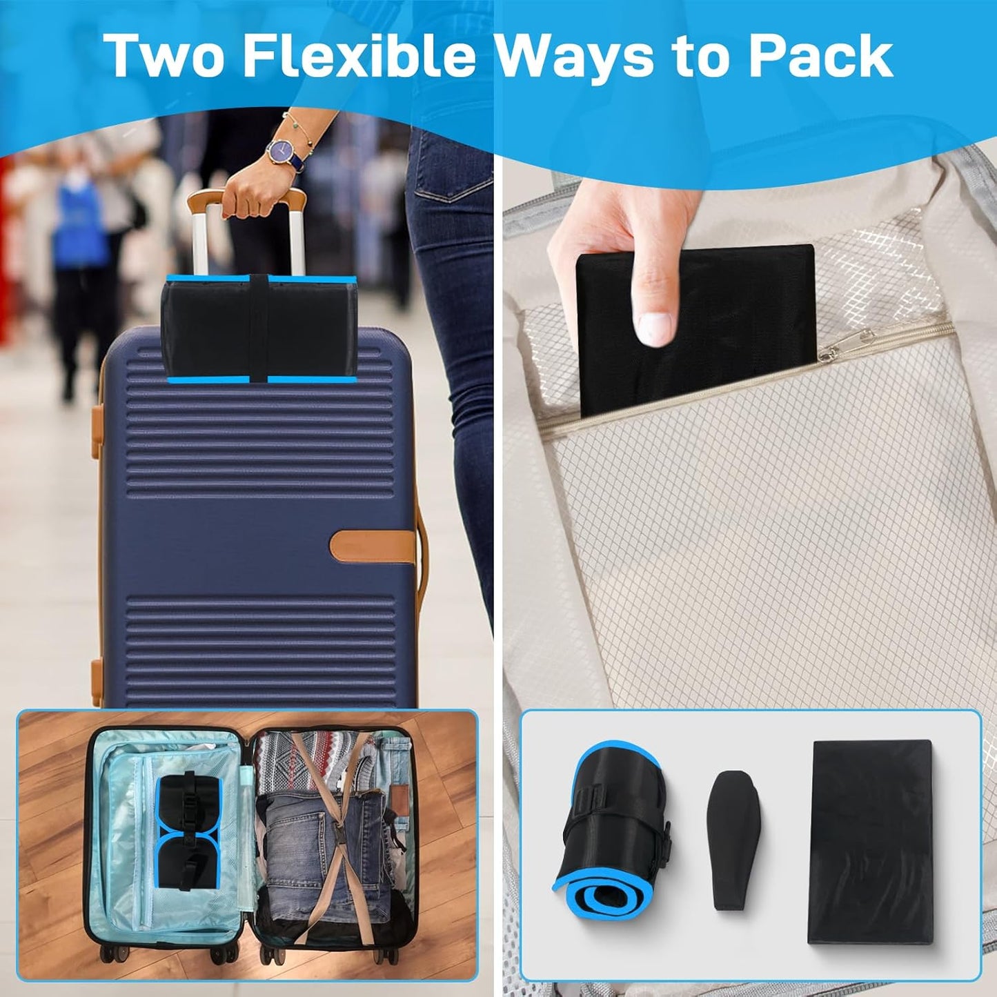 Airplane Foot Hammock, Foot Hammock for Travel Accessories with Ergonomic Removable Foot Divider Design, Airplane Foot Rest, Premium Comfortable Memory Foam & Hardboard for No Feet Clashing(Large)