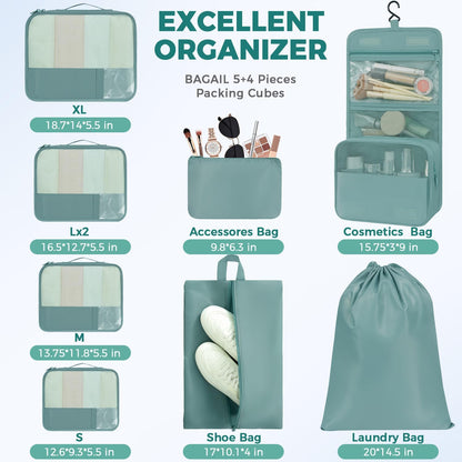 BAGAIL 9 Set Packing Cubes Luggage Packing Organizers for Travel Accessories
