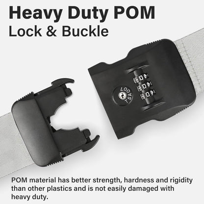 Luggage Straps, Grey TSA Approved Luggage Strap Belt with Combination Lock for Suitcases, 2 Pack Adjustable Heavy Duty Cross Suitcase Straps with Name Tags for Travel, Carry On Bags, Protect Luggage