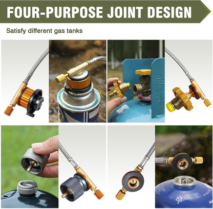 Bestfire Propane Burner, 72,000 BTU Single Burner Gas Stove for Outdoor Cooking, Windproof Camping Stove with Piezo Ignition, Extended Hose & 3 Adapters, Portable with Carrying Bag